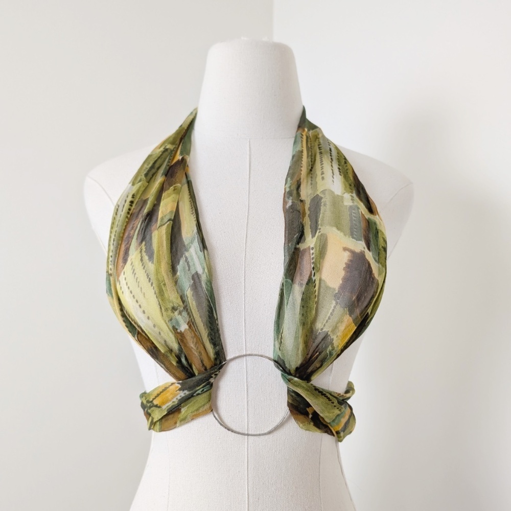 Free with Purchase - Sheer Green Scarf Silk Rectangular Thin